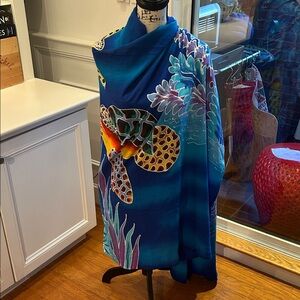 Vibrant Blue Sea Turtle Pareo